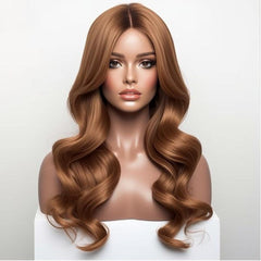 Caramel Long Wavy Wig – Soft, Natural & Stylish Volume