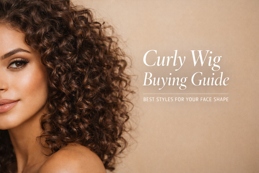 Close-up of curly wig texture showing defined soft curls and volume in human hair curly wig